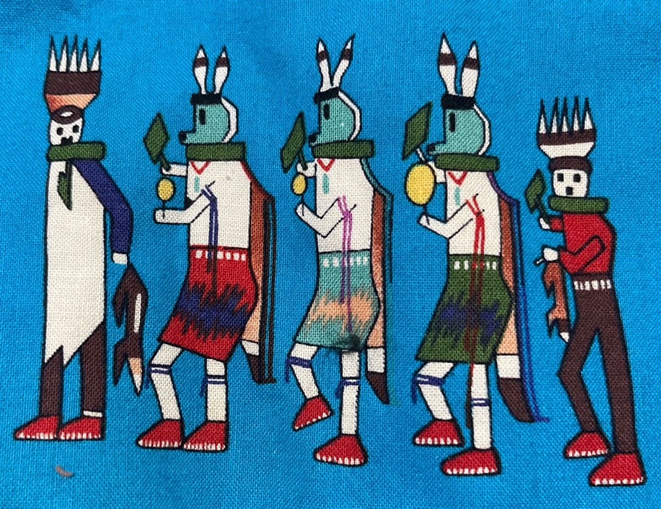 Native American Hopi Beaded Kachina Dolls Quilted Jacket Size XL Handmade