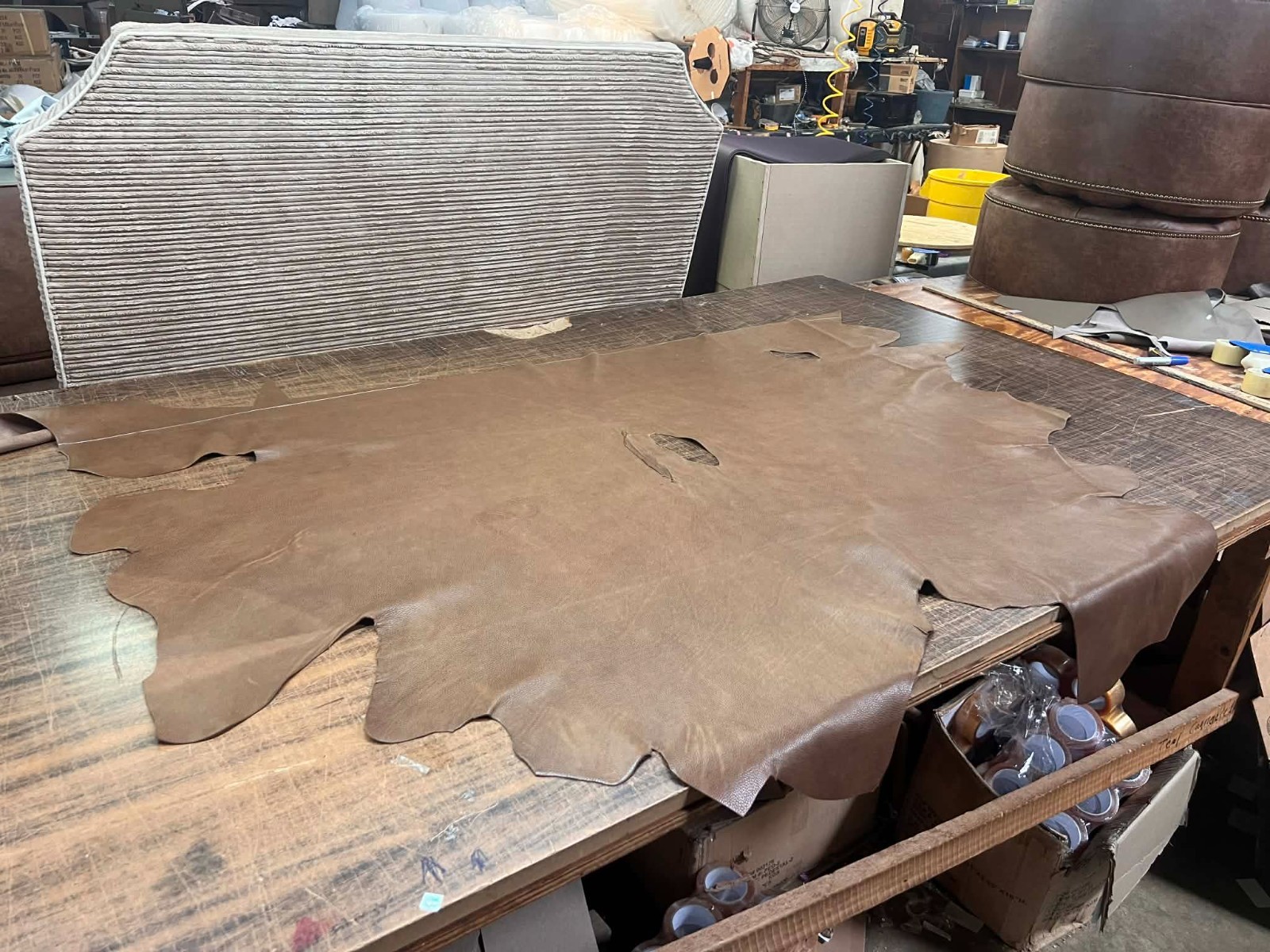 Cognac Brown Saddle Leather Hide Upholstery HALF Cowhide 25 Square Feet