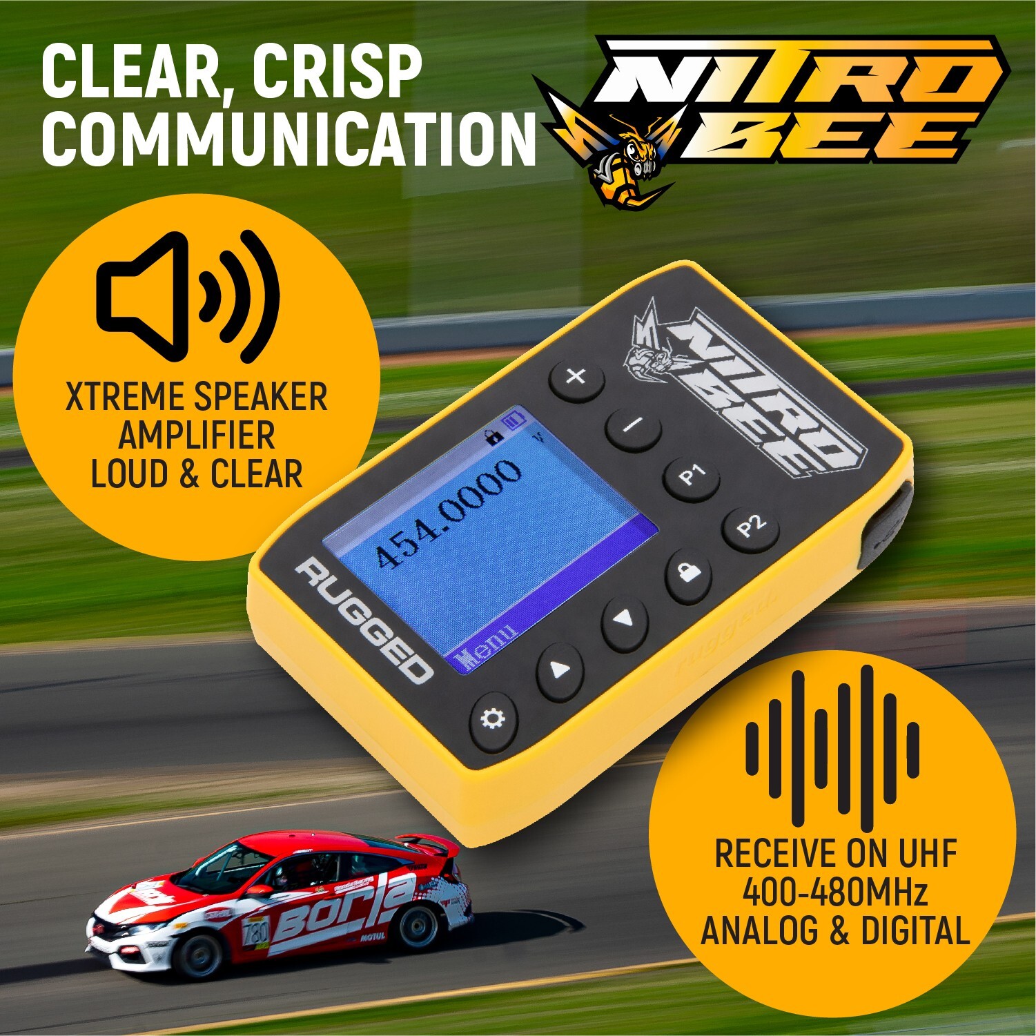 Nitro Bee Race Receiver Free Earbuds UHF Radio Raceceiver IMCA Circle Track IMSA