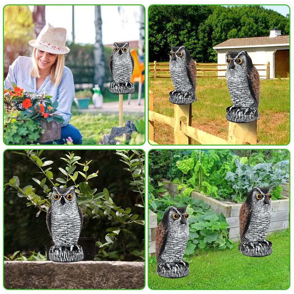 Owl Decoy Statue Protect Garden Yard Scare Birds Away Pigeon Repellent Scarecrow