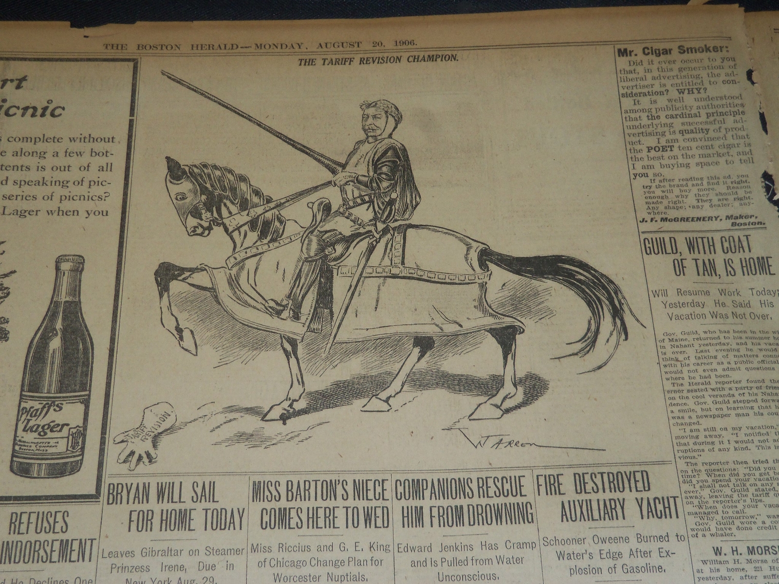 1906 AUG 20 THE BOSTON HERALD - VALPARAISO NOW FACES FAMINE PESTILENCE- BH 108