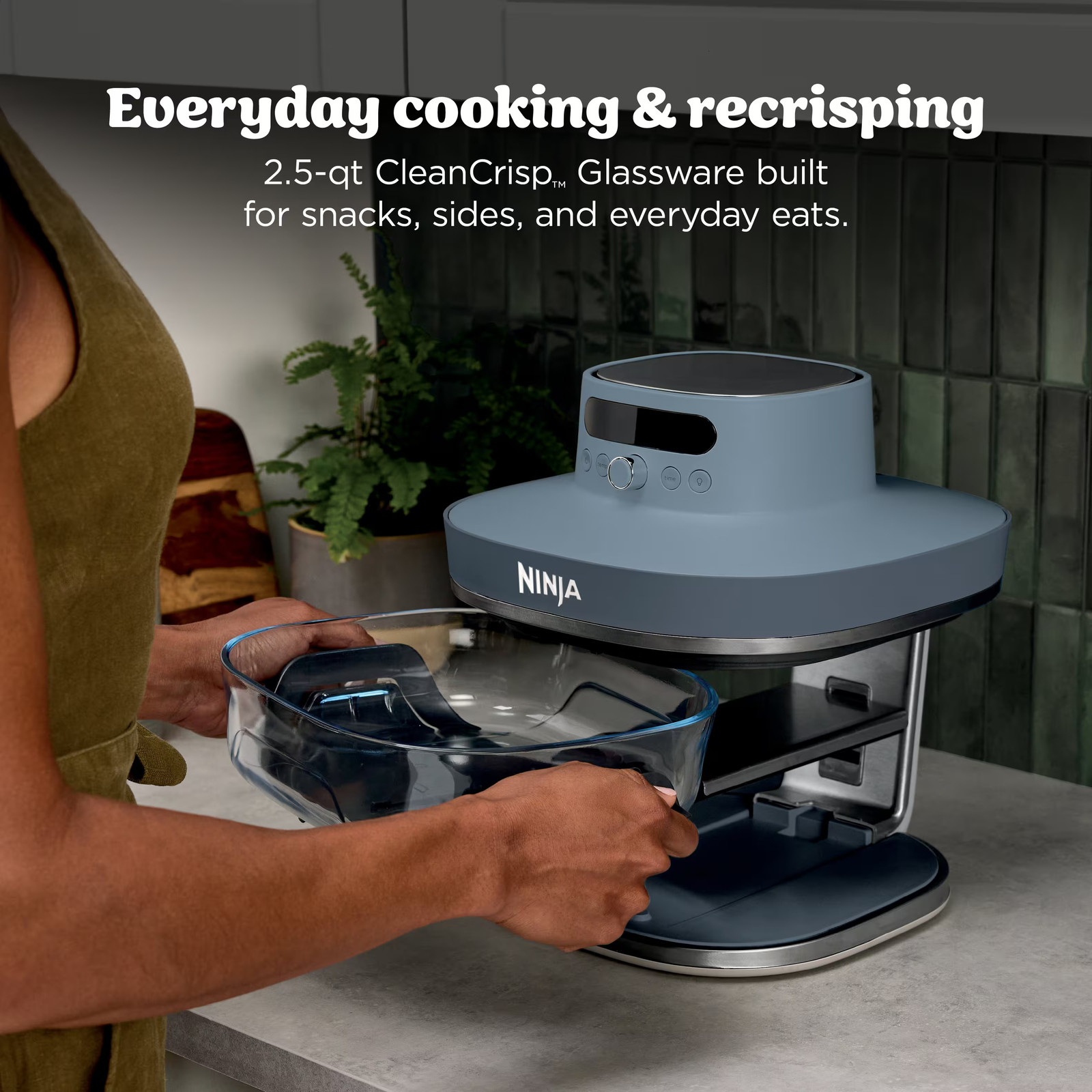 Ninja - Crispi Pro 6-in-1 Countertop Glass Air Fryer - Cyberspace