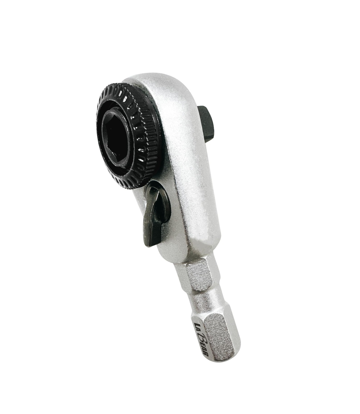 LABEAR 2-in-1 Mini Ratchet Wrench Adapter, Magnetic 1/4" Hex Bit Silver