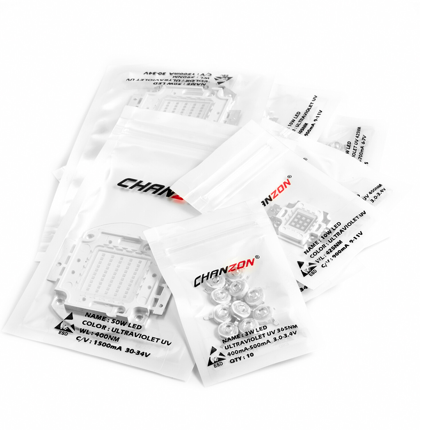 High Power Uv Light Beads Led Chip 3W 5W 10W 20W 30W 50W 100W Ultraviolet Diodes