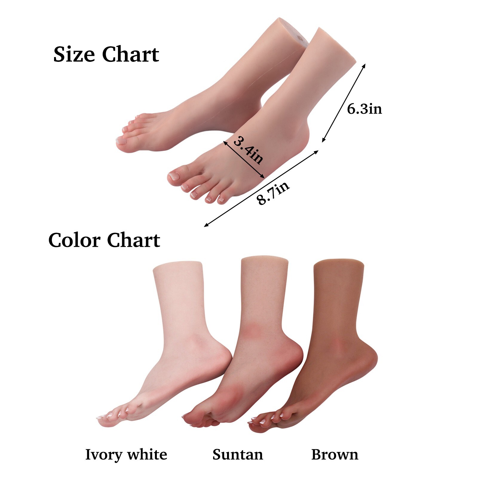 Dokier Silicone Female Feet Model Lifesize Mannequin Display Fake Foot Model