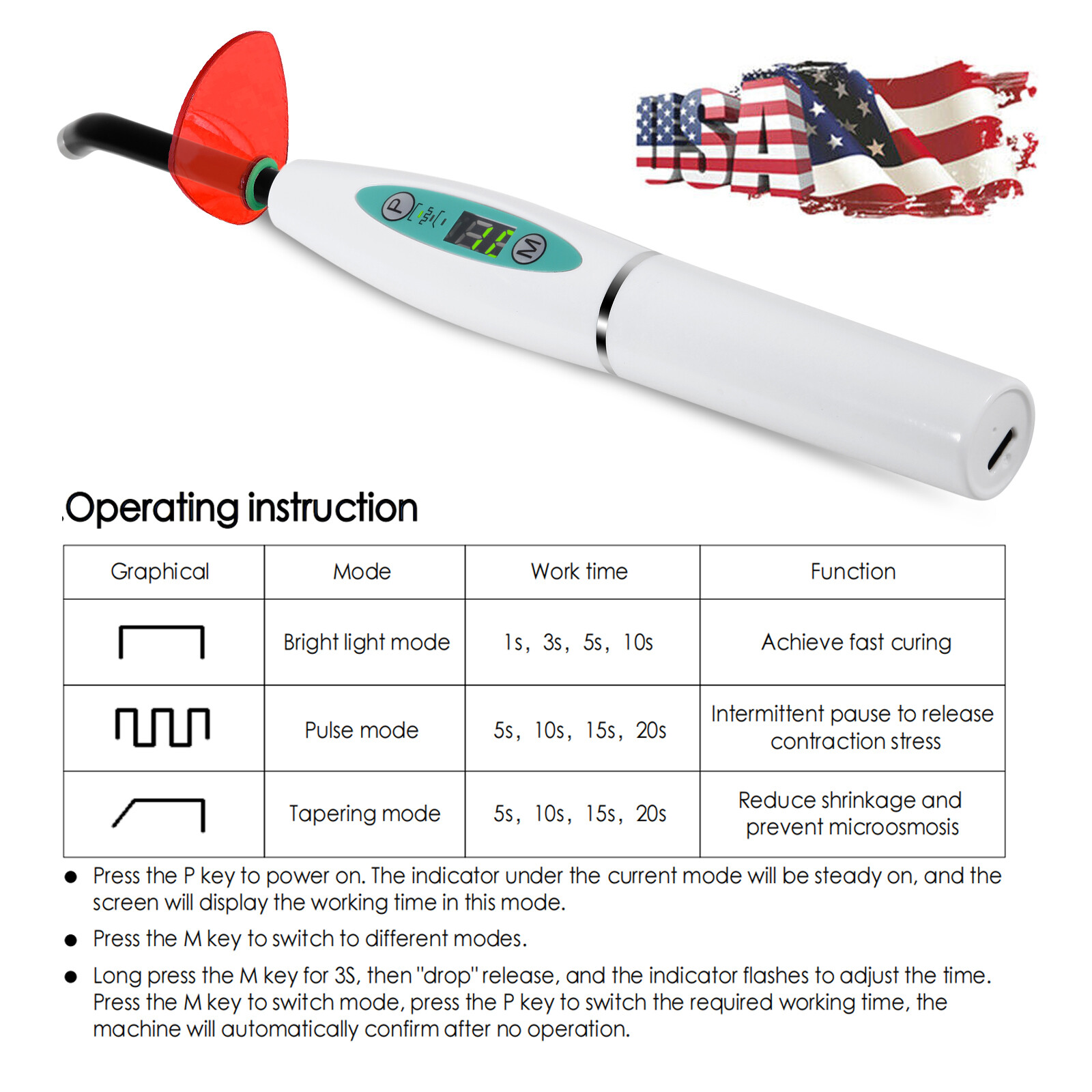 Dental Cordless LED Curing Light 5W Cure Lamp