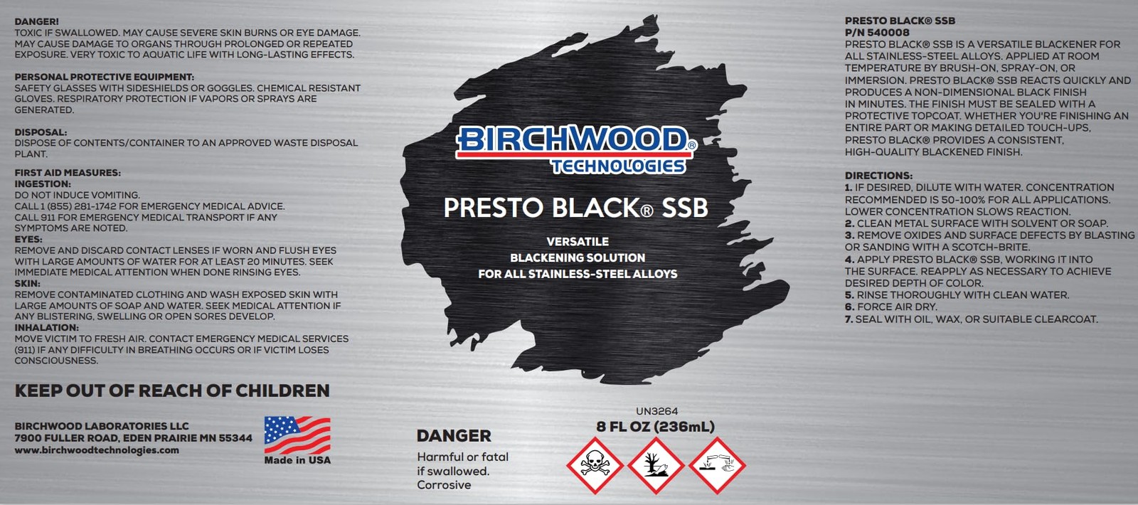 Birchwood Presto Black Stainless Steel Blackener 8 Fl Oz (Pack of 1),