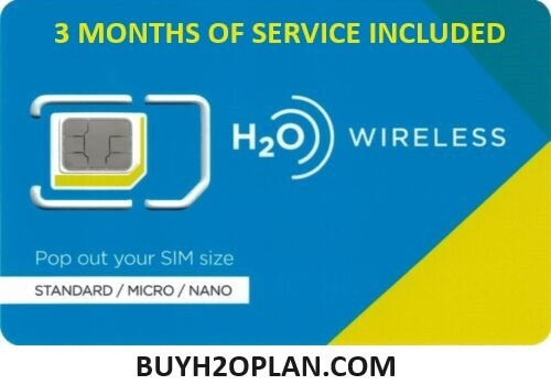 H2O Wireless SIM Card with 3-MONTH $30 Month Plan
