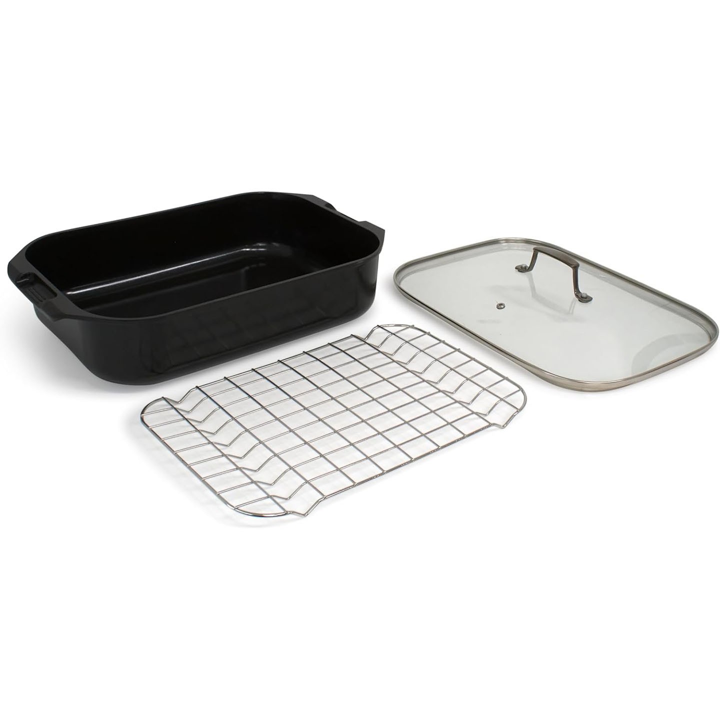 Blu. Cookware Roasting Pan with Lid and Roasting Rack, Non-Toxic, Non-Stick