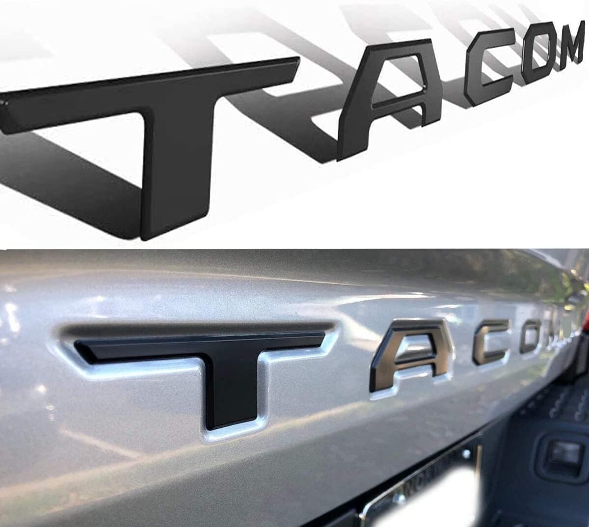 3D Tailgate Insert Letters Emblem For 2016-2023 Tacoma Rear Decals, Matte Black
