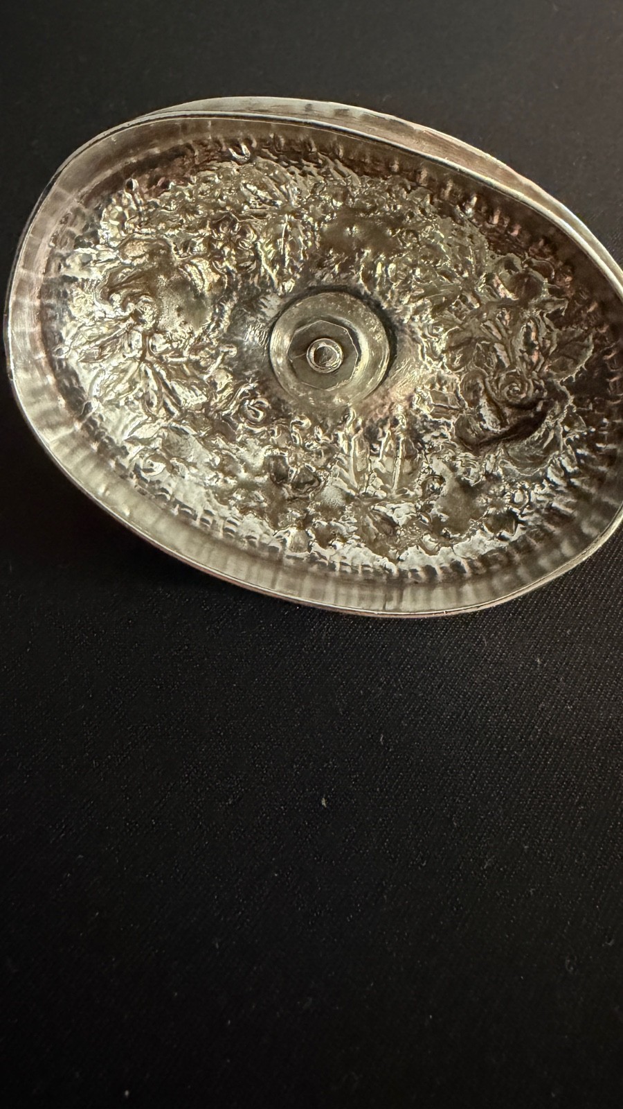 Antique Sterling Silver Repousse Lid Probably S Kirk & Son