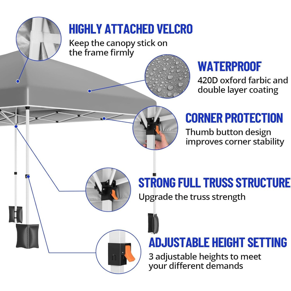 10x20ft Heavy Duty Pop Up Canopy Tent: Instant Shelter with Removable Sidewalls