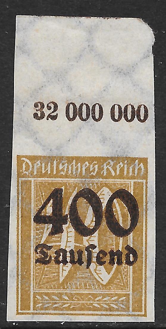 German Reich stamps 1923 MI 300U Margin stamp signed Dïntsch  MLH  VF