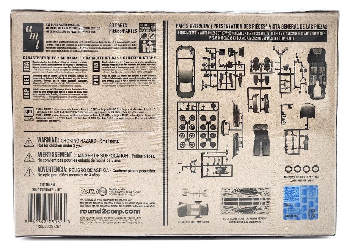 New AMT 1:25 Scale 2004 Pontiac GTO Model Kit AMT1548M