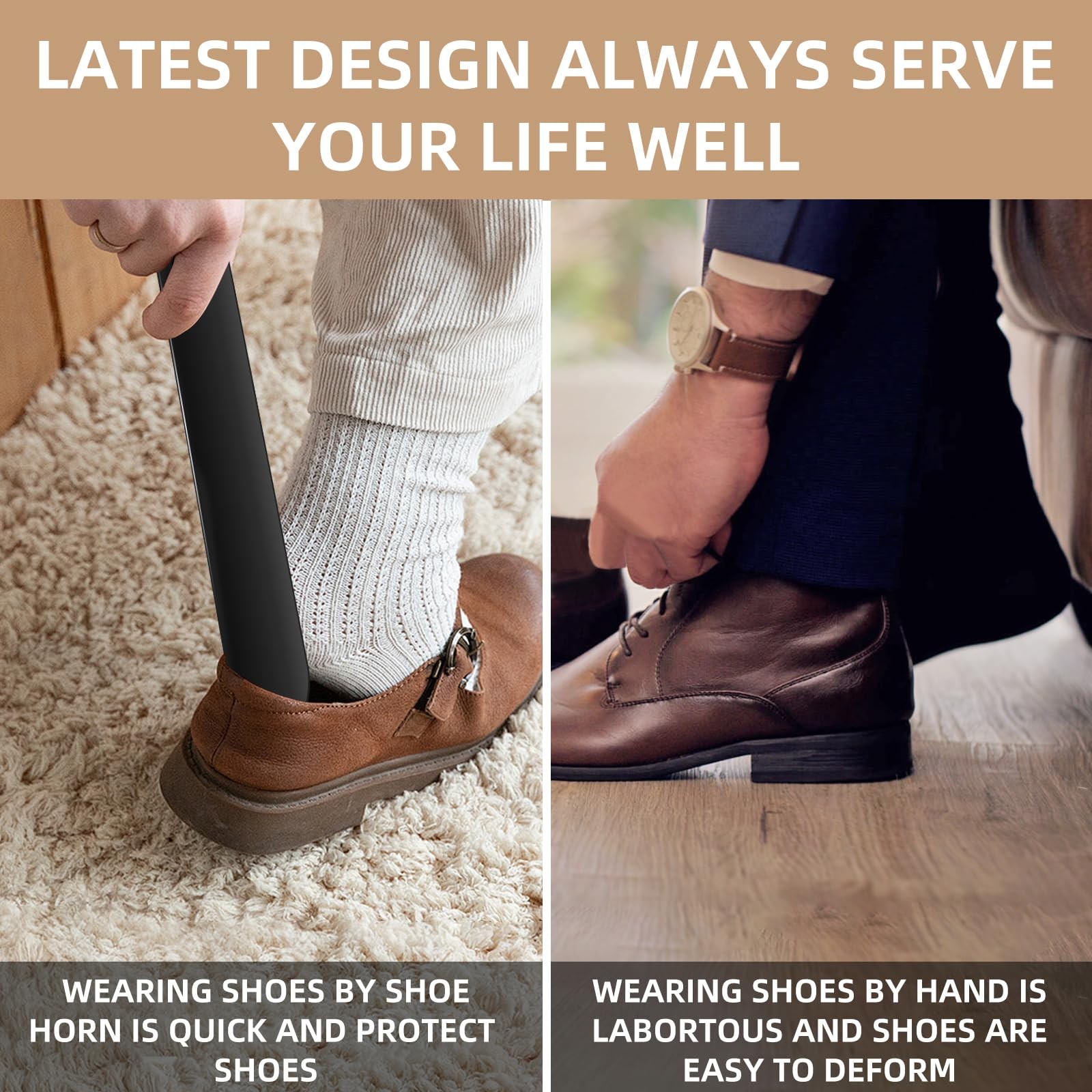 Untrytb 2 Pack Shoe Horn, Premium Horns for Men or Women, 7.5 IN, Black