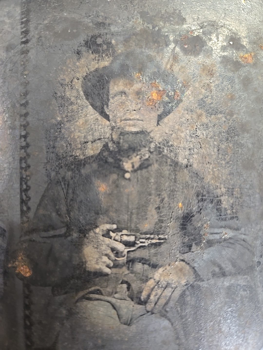 Civil War Tintype of Armed Union or Confederate Soldier w/Frame