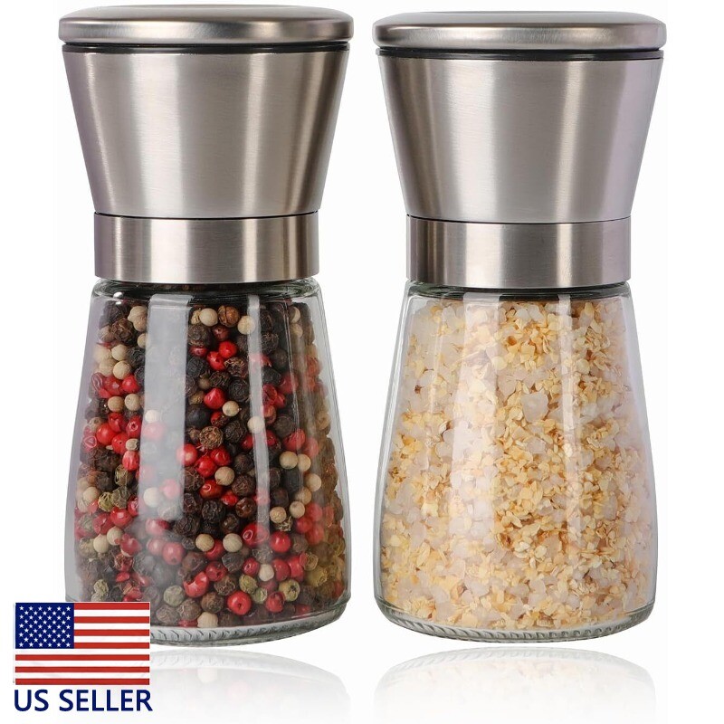 1PC Salt and Pepper Grinder Set Adjustable Coarseness Mills Glass Refillable