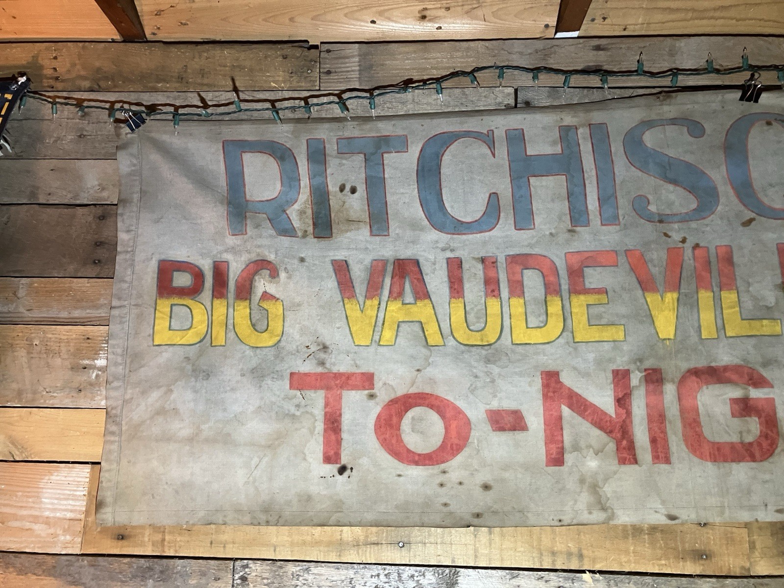 Antique Vaudeville Show Banner Vintage