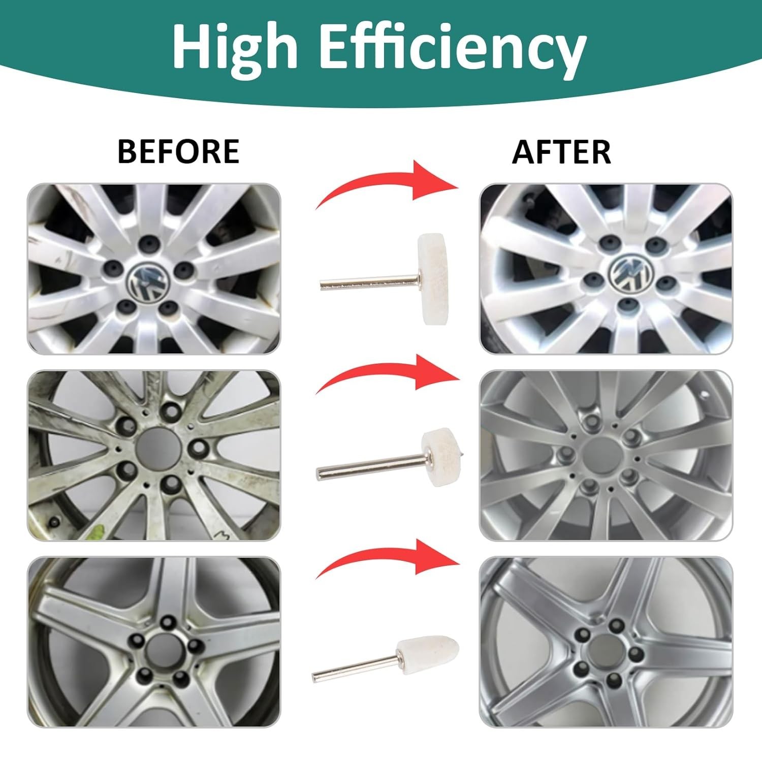 145 Piece Wool Felt Polishing Pad 1/8 Inch Shank Set for Dremel Rotary Tools