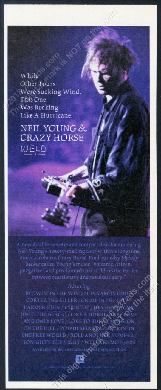 1991 Neil Young photo Weld album release vintage print ad