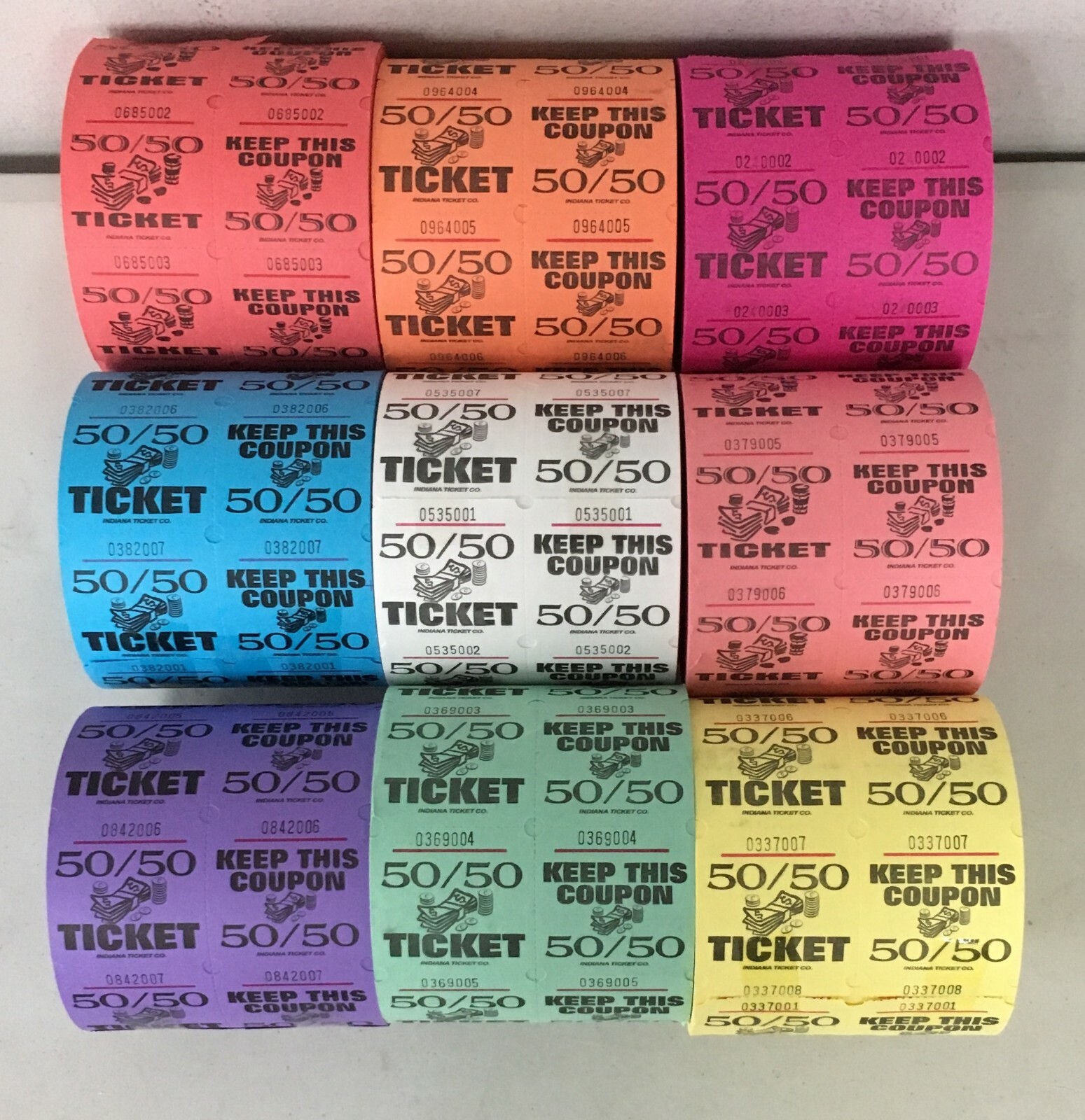 Raffle Tickets Roll of 1000 Marquee 50/50 Style Double Stub Split the Pot New