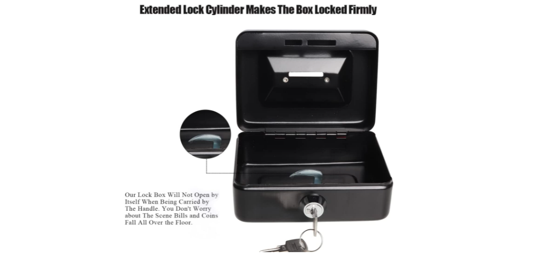 Small Fireproof Security Box Safe Chest Key Lock Money Document Cash Jewelry Gun