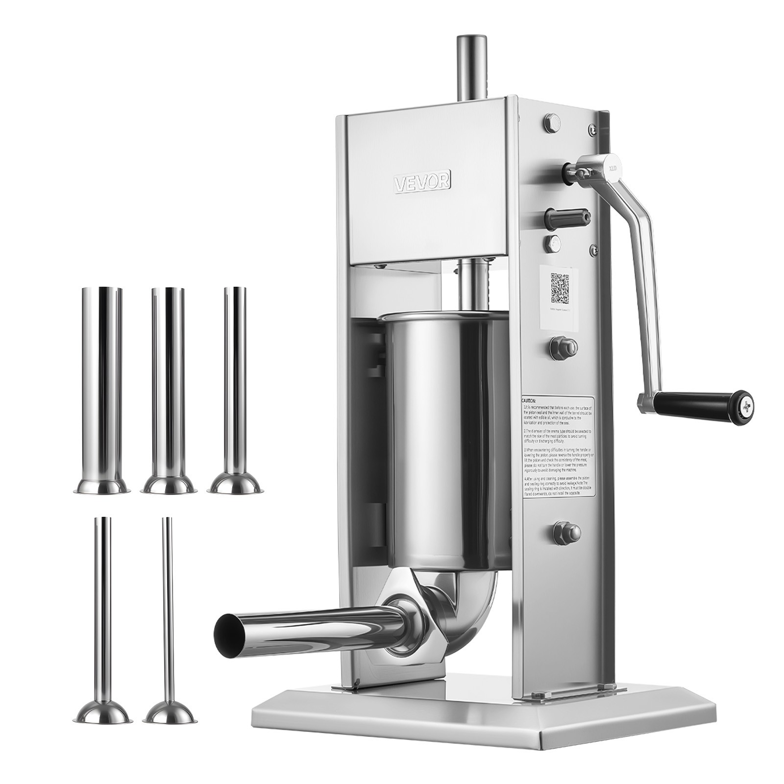 VEVOR Manual Sausage Stuffer 7 LBS / 3 L Dual-Speed Meat Stuffer with 5 Tubes