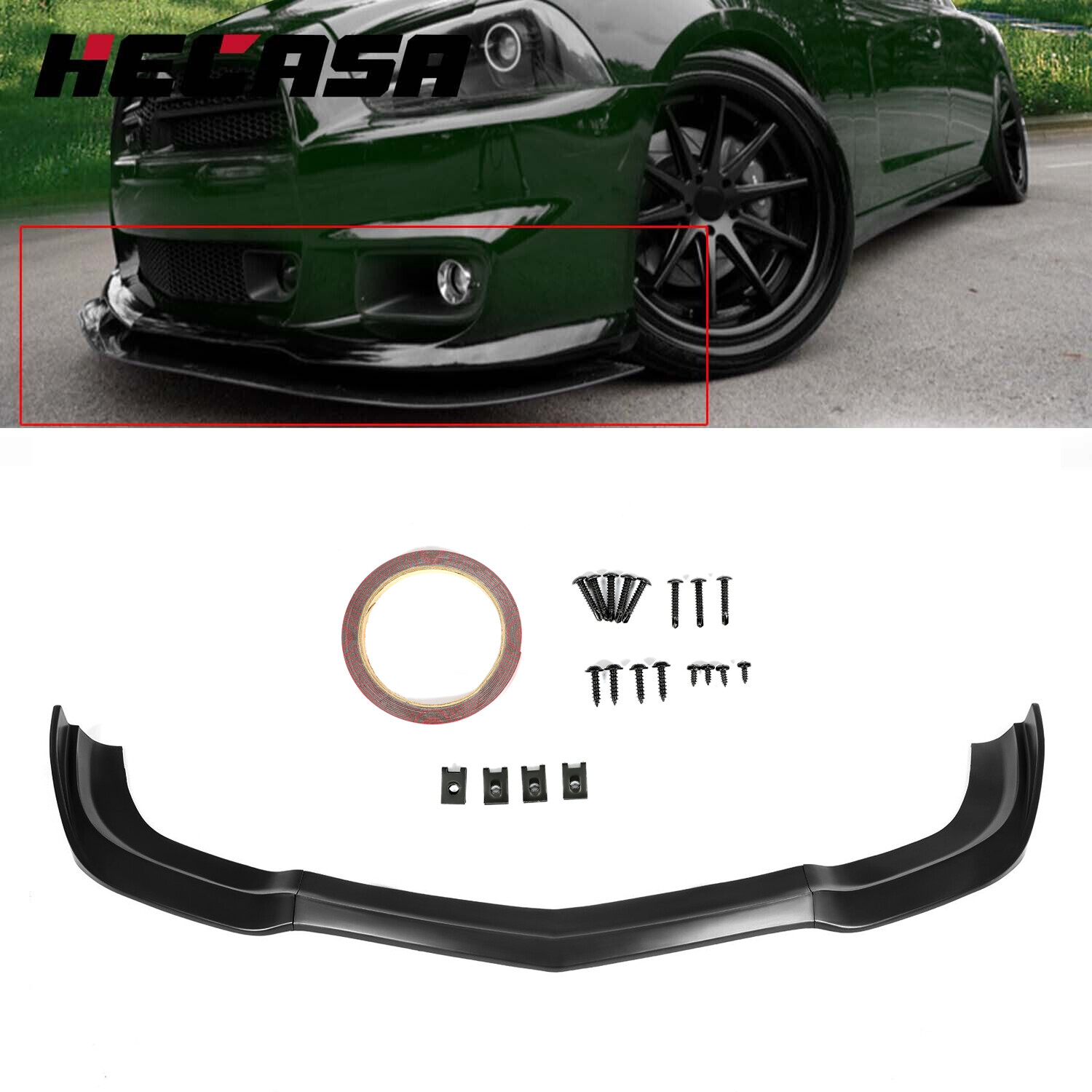 Fits 2011-2014 Dodge Charger SRT8 Matte Black Front Bumper Lip Spoiler Splitter