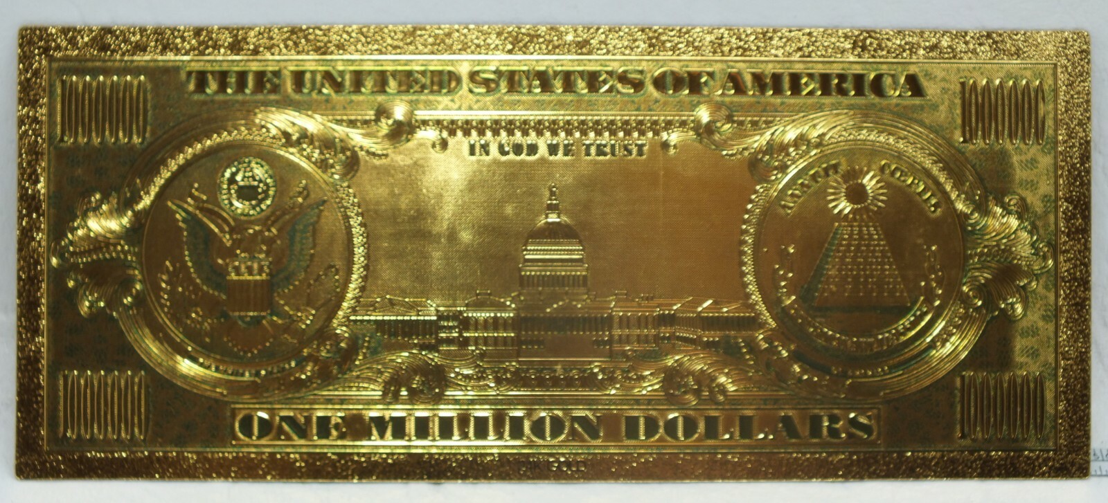 Lady Liberty $1000000 Million Dollar Novelty 24K Gold Plated Note Currency GFN41