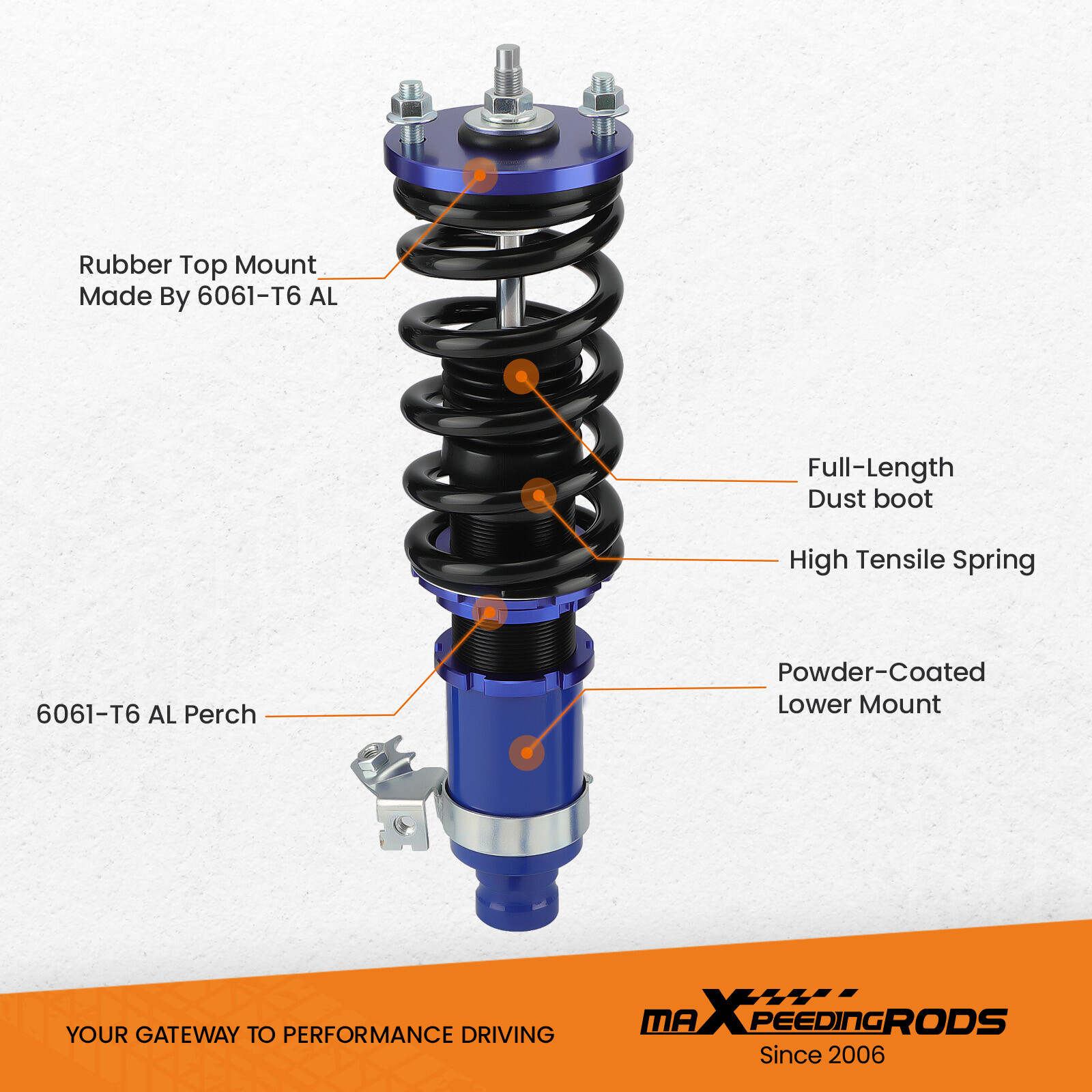MAXPEEDINGRODS STREET ADJUSTABLE COILOVERS FOR HONDA CIVIC 92-00 INTEGRA 94-01