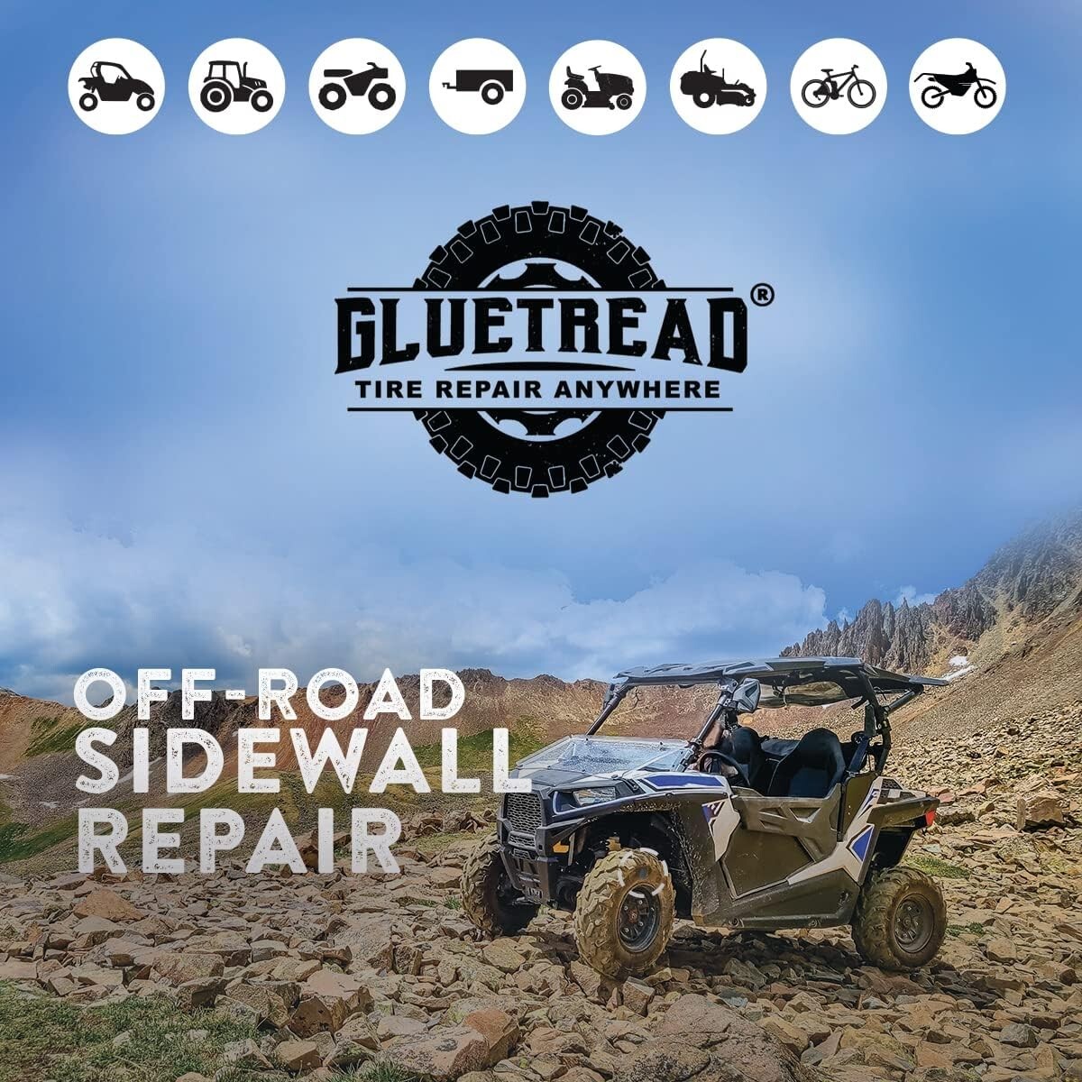 GlueTread SxS Pro Tire Repair Kit Ultimate Off-Road Tire Repair Kit Includes Sid