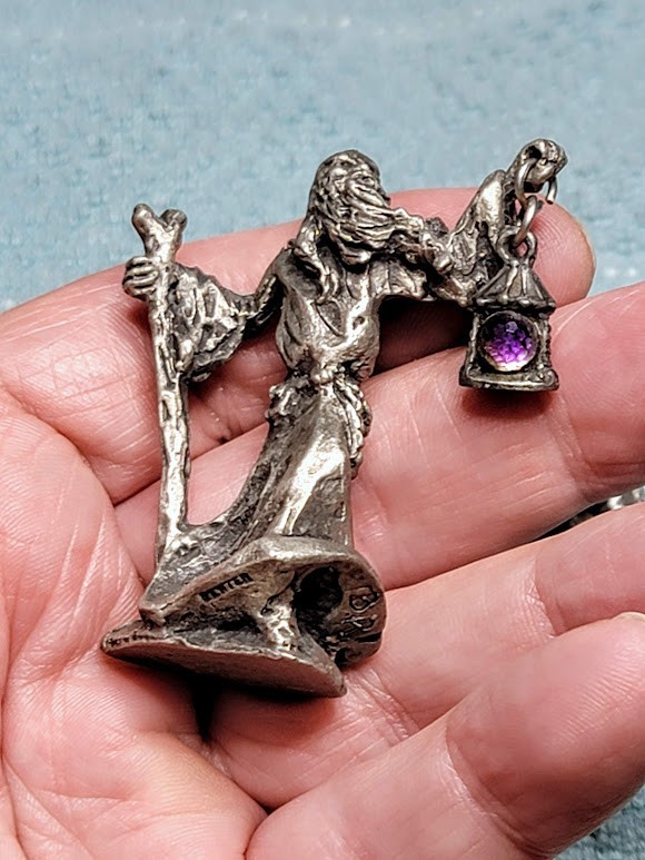 Gallo Pewter Wizard Teacher Apprentice 1986 & Sage guide with Lantern of Wisdom