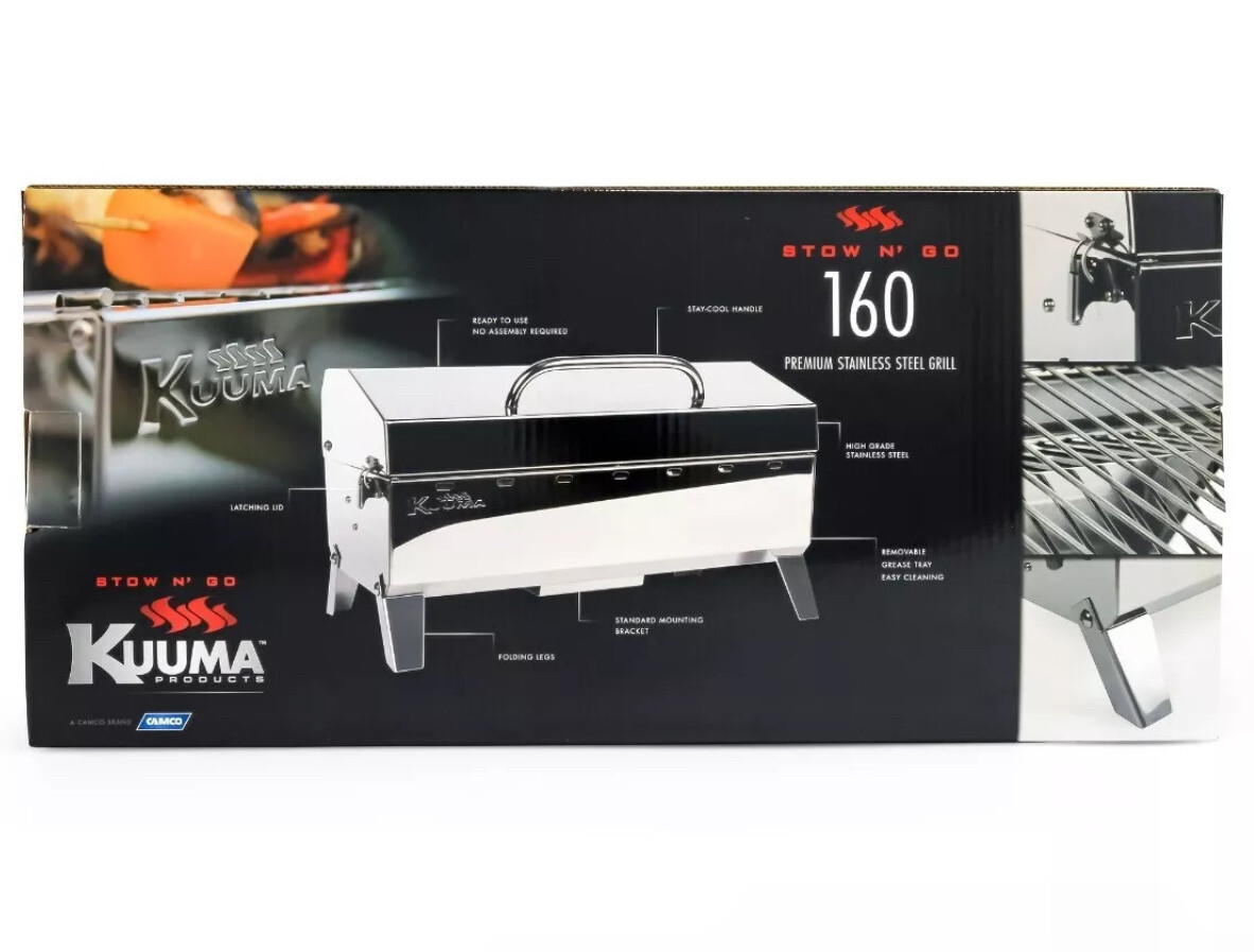 Kuuma Stow N Go 160 Barbecue Gas Grill 58133 Stainless Steel, Marine Boat RV