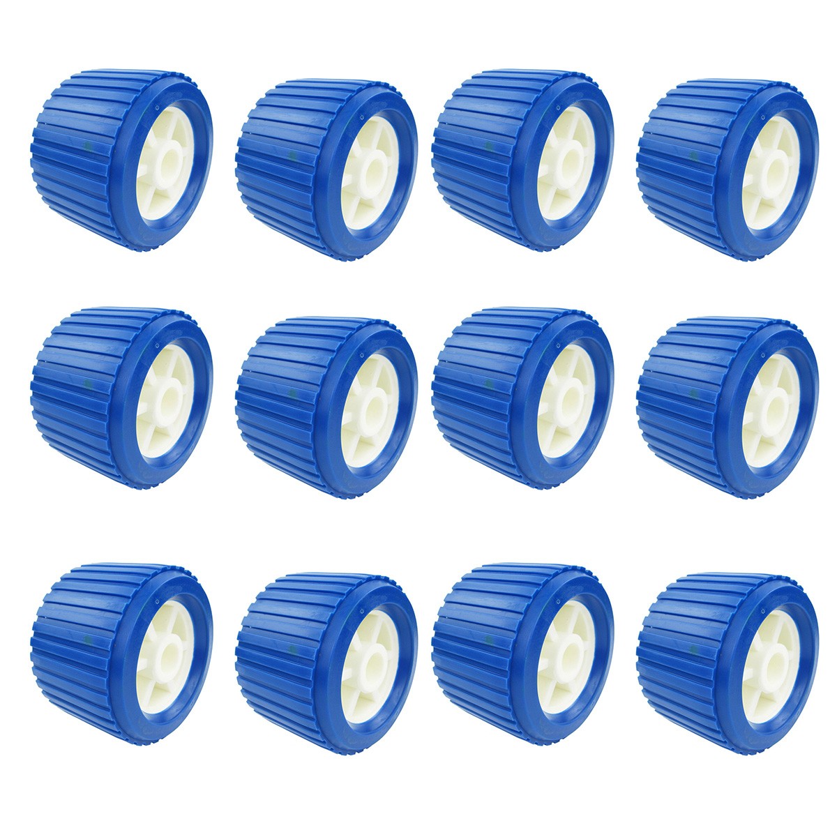 12PCS PP Boat Trailer Rollers Marine Ribbed Wobble Rollers 19MM Bore 110*75*19mm