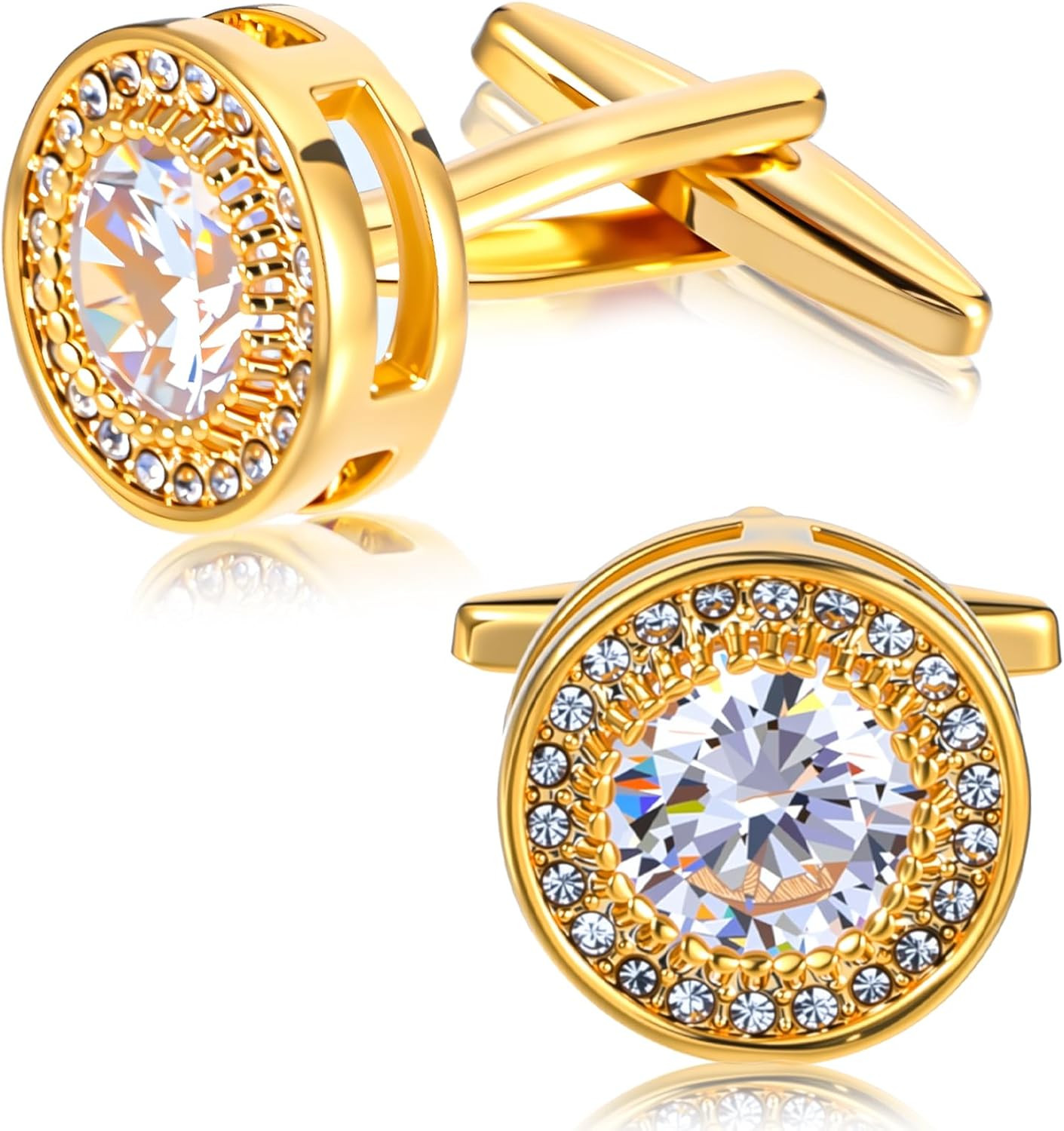 Cufflinks for Men Cuff Links Diamond Crystal Cuff Mens Personalized Classic roun