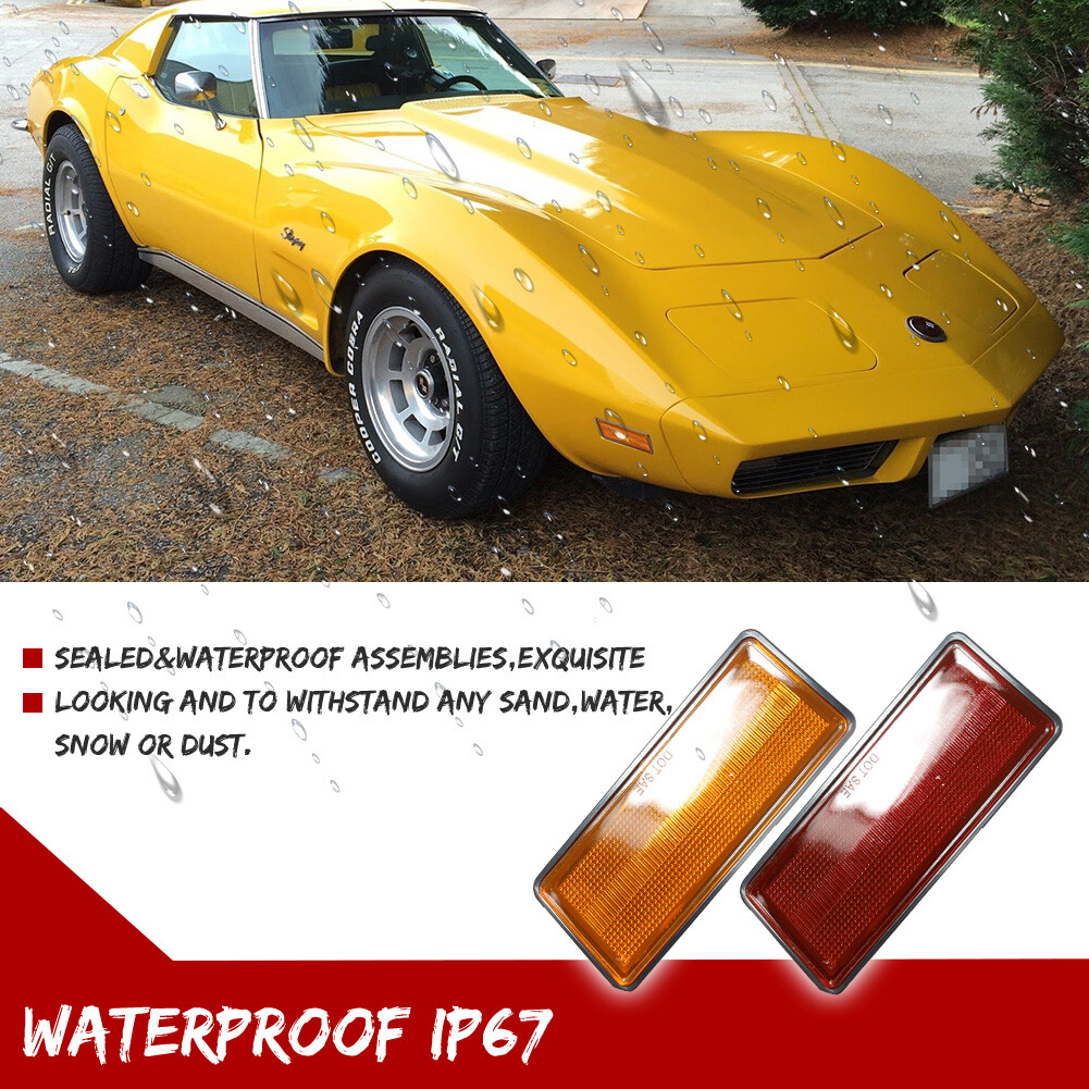 4PCS Amber Front & Red Rear Side Marker Lights For 1974-1979 Chevy Corvette C3