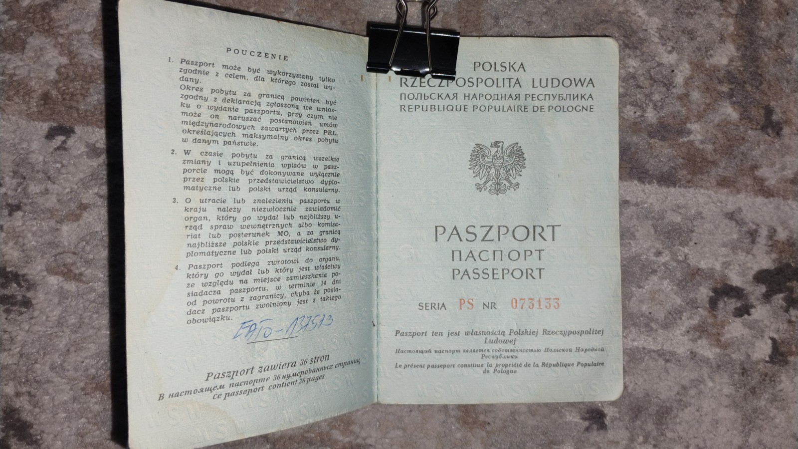 VINTAGE PASSPORT POLAND 1989 TRAVEL TEEN 14 Y.O