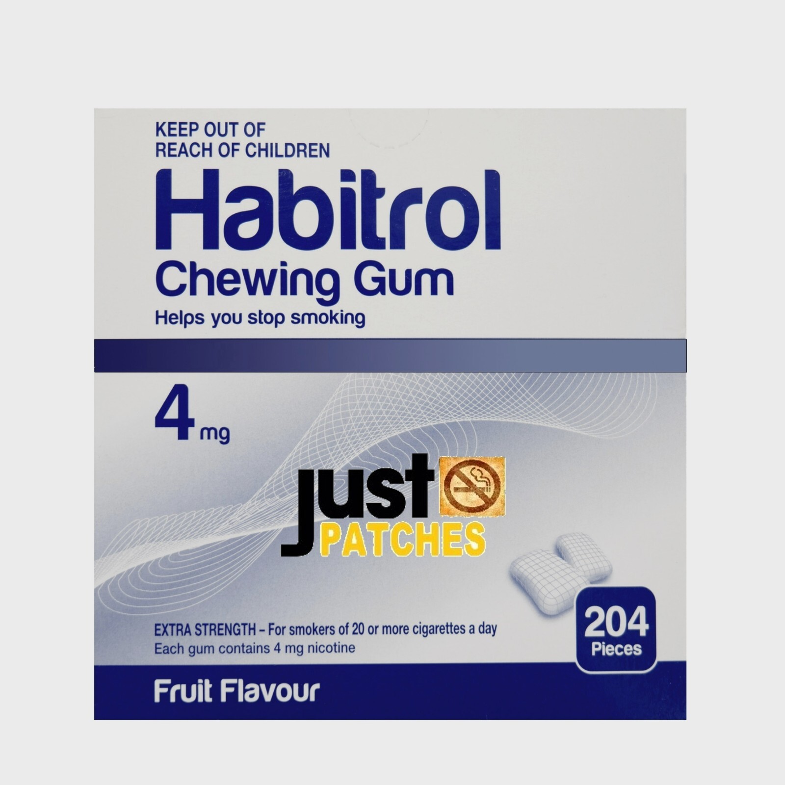 Habitrol Nicotine Gum 4mg FRUIT Flavor (204 Pieces, 1 Box) NEW 09/2025