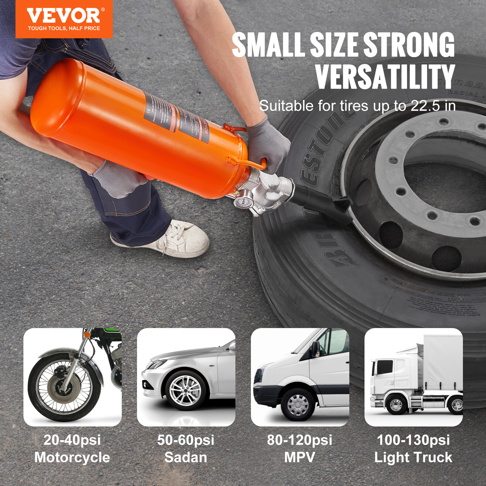 VEVOR Tire Bead Seater 8L/2.1 Gal Air Blaster Portable Trigger Seating Inflator