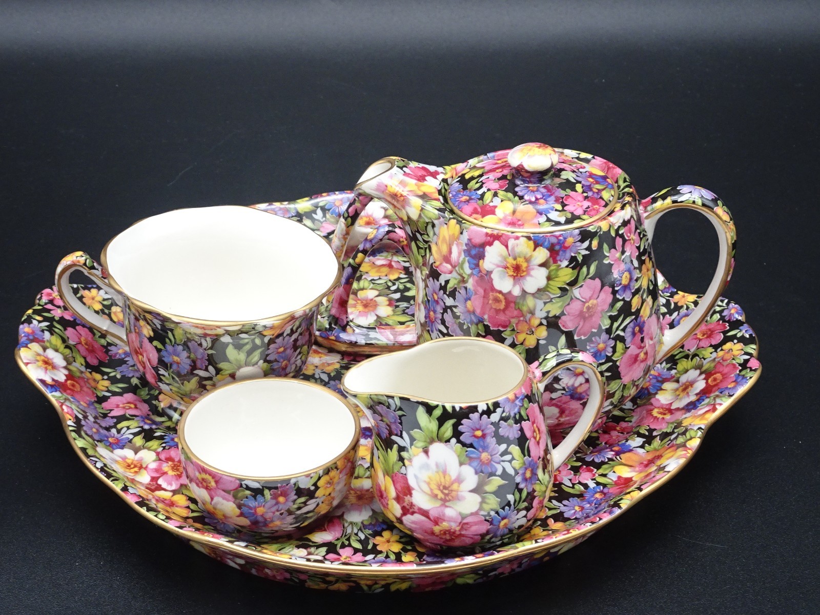 JAMES KENT STAFFORDSHIRE "LYDIA" CHINTZ BREAKFAST SET 100TH ANNIVERSARY EDITION