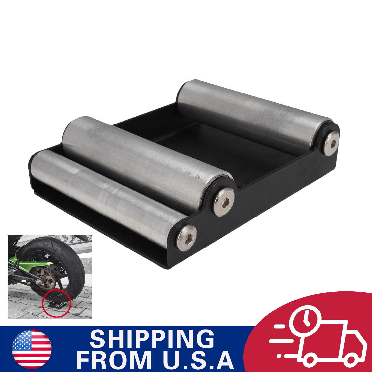 Motorcycle Roller Stand for Wheel Cleaning MAX 500 lbs, Tire Width <180mm