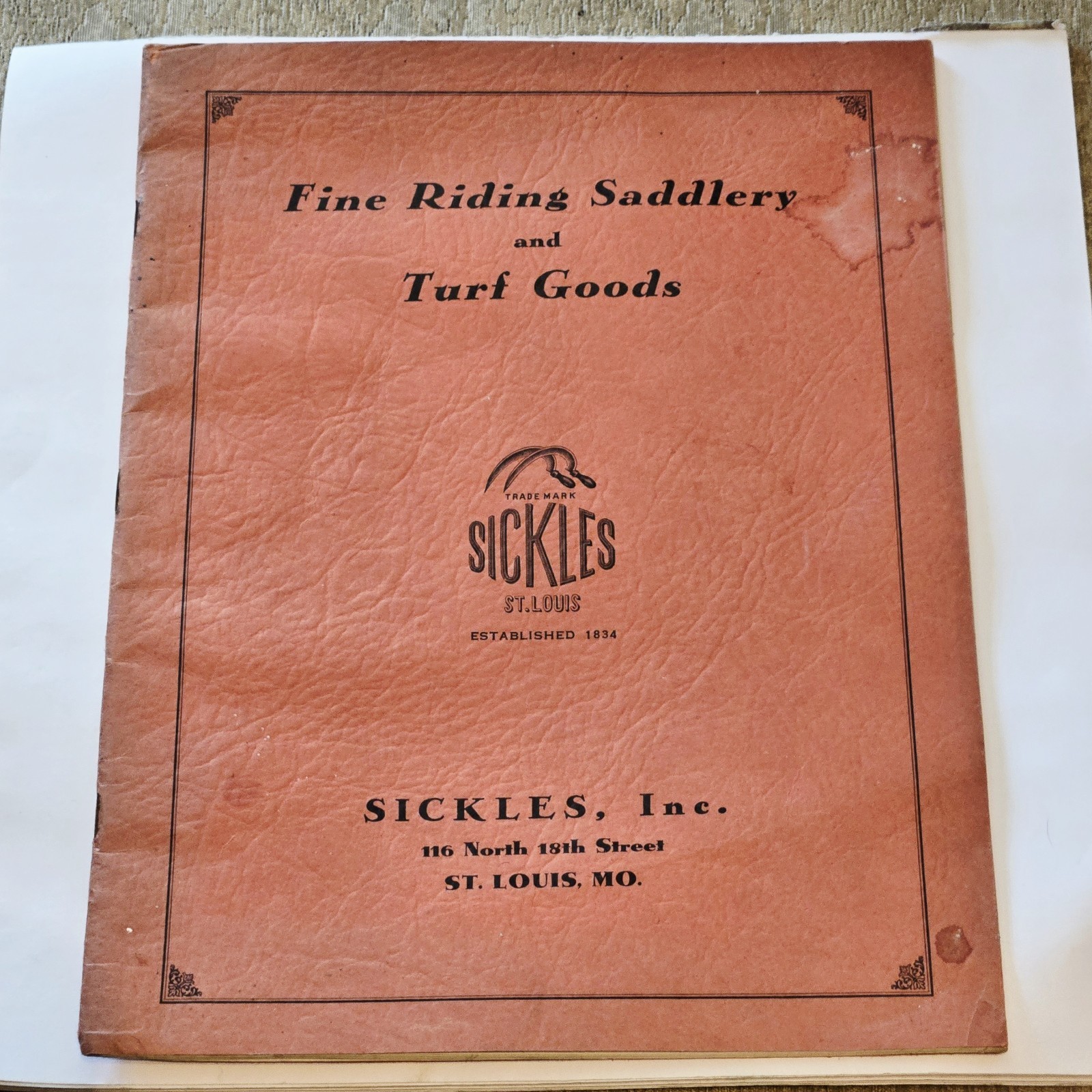 J.B. Sickles Saddle Catalog Show Race Horse Western English Early 1900s