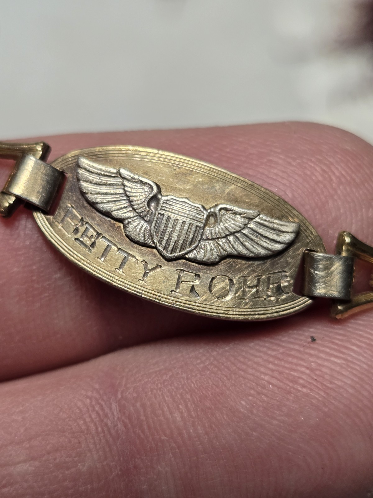 Vintage rare 1942 Sterling Silver WWII US Sweetheart Military Wings Bracelet