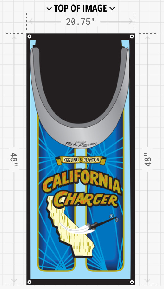 Keeling & Clayton California Charger cowl garage shop banner approx 2x4 NHRA