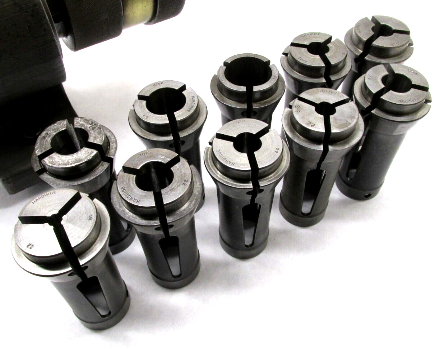 BROWN & SHARPE #22 COLLET PNEUMATIC CLOSER INDEXING FIXTURE w/ 10 COLLETS