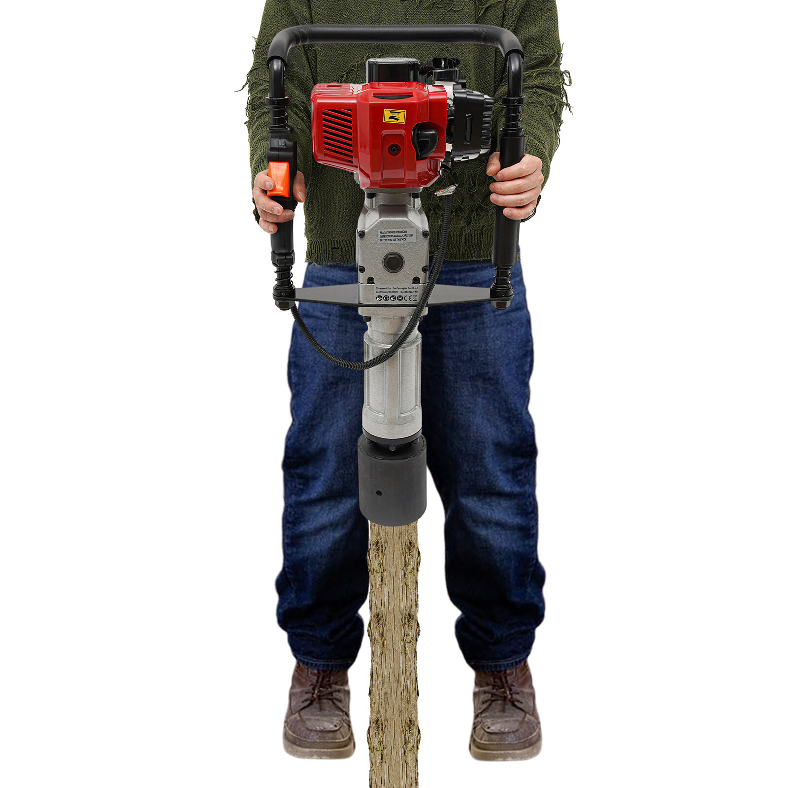 52CC Gas-Powered T Post Driver Engine Gasoline 2-stroke Fence Piling Pounder