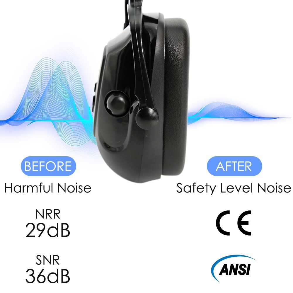 Construction Safety Helmet W/ 5.0 Bluetooth Earmuffs CE Hard Hat Head Protection