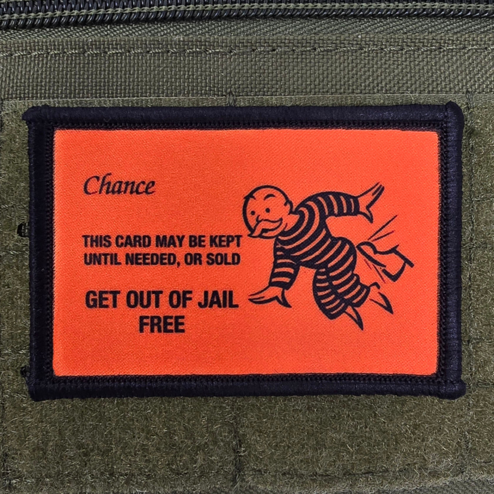 Get Out Of Jail Free Patch Moral Tactical Military Army USA Flag Hook & Loop 3x2