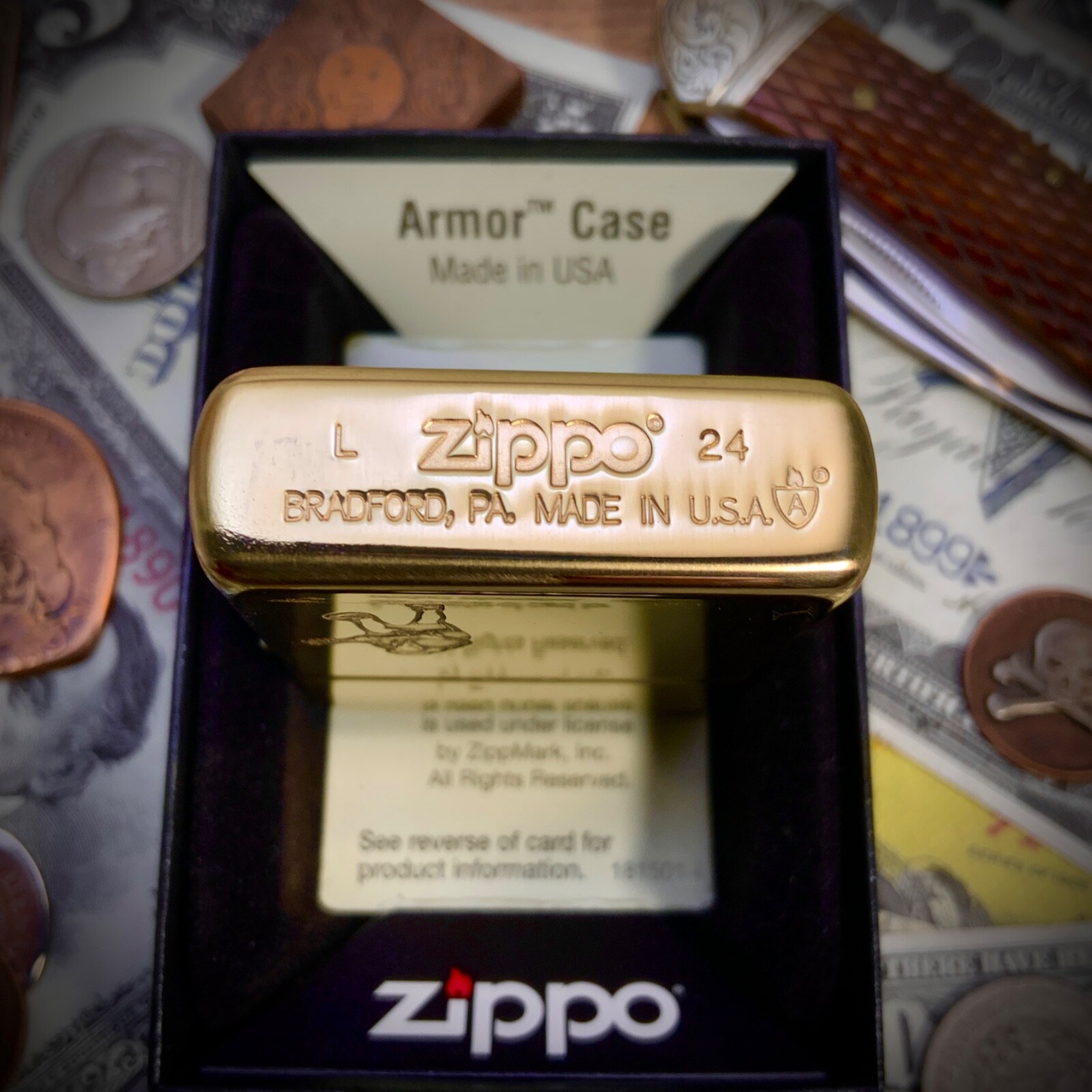 Zippo AC DC Themed Brass Armor Cigarette Lighter - Limited Edition of 50