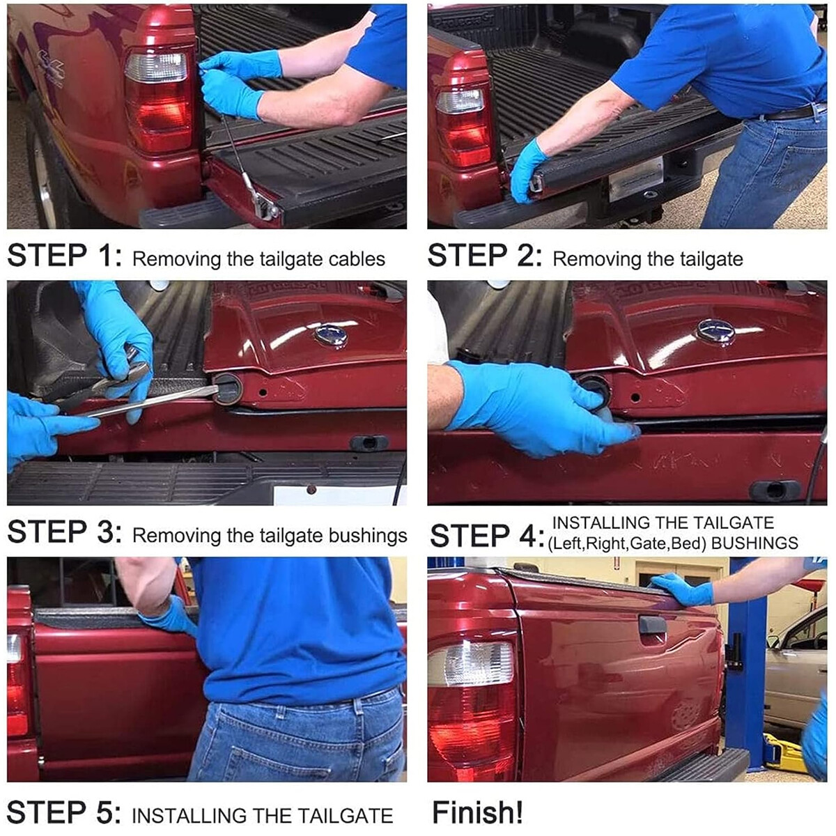 Tailgate Hinge Pivot Bushing Insert Kit for Dodge Ram Ford f150 f250 f350 Trucks